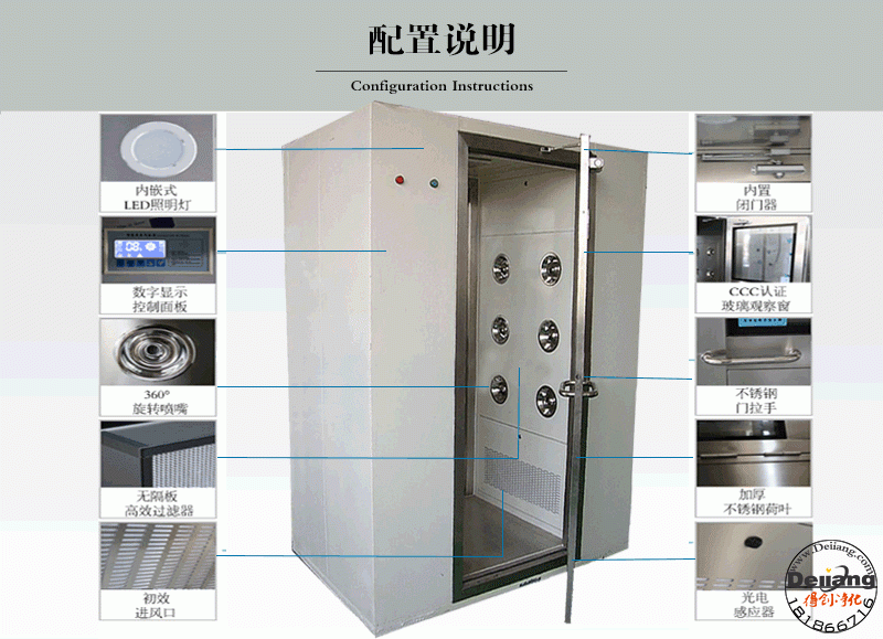 內(nèi)不銹鋼風(fēng)淋室配置說明